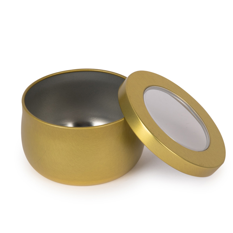 High Quality Custom Soy Wax Candle Jar Gold Metal Candle Tin With Window