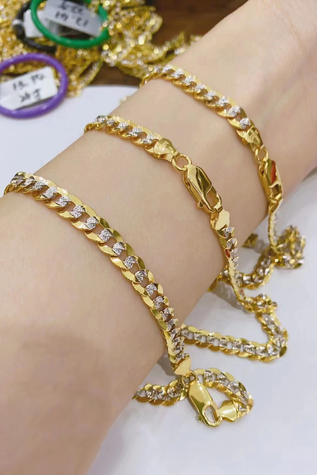 Best 18K Gold Necklace TwoTone Cuban Chain Size Adjustable