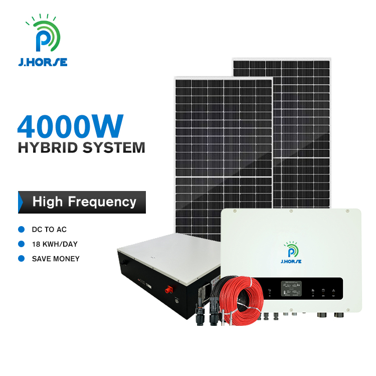 JHORSE 4kw Hybrid Solar Power System House Energy System Complete Kit