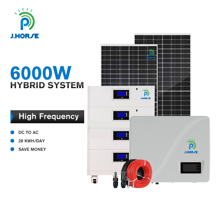 JHORSE Complete Kit Solar System Hybrid 6kw Storage Energy Solar System