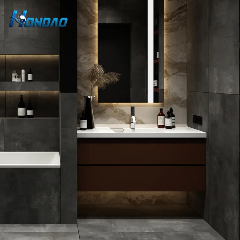 HONDAO - HD Rectangle Weier Kunststein Badezimmer/Kche und Schrank  Handwaschbecken Schrankbecken