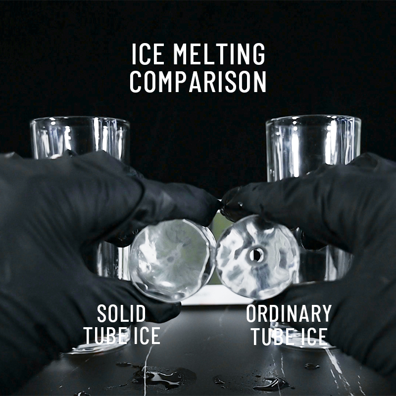 Diferencia entre hielo en tubos sólido y hielo en tubos ordinario: