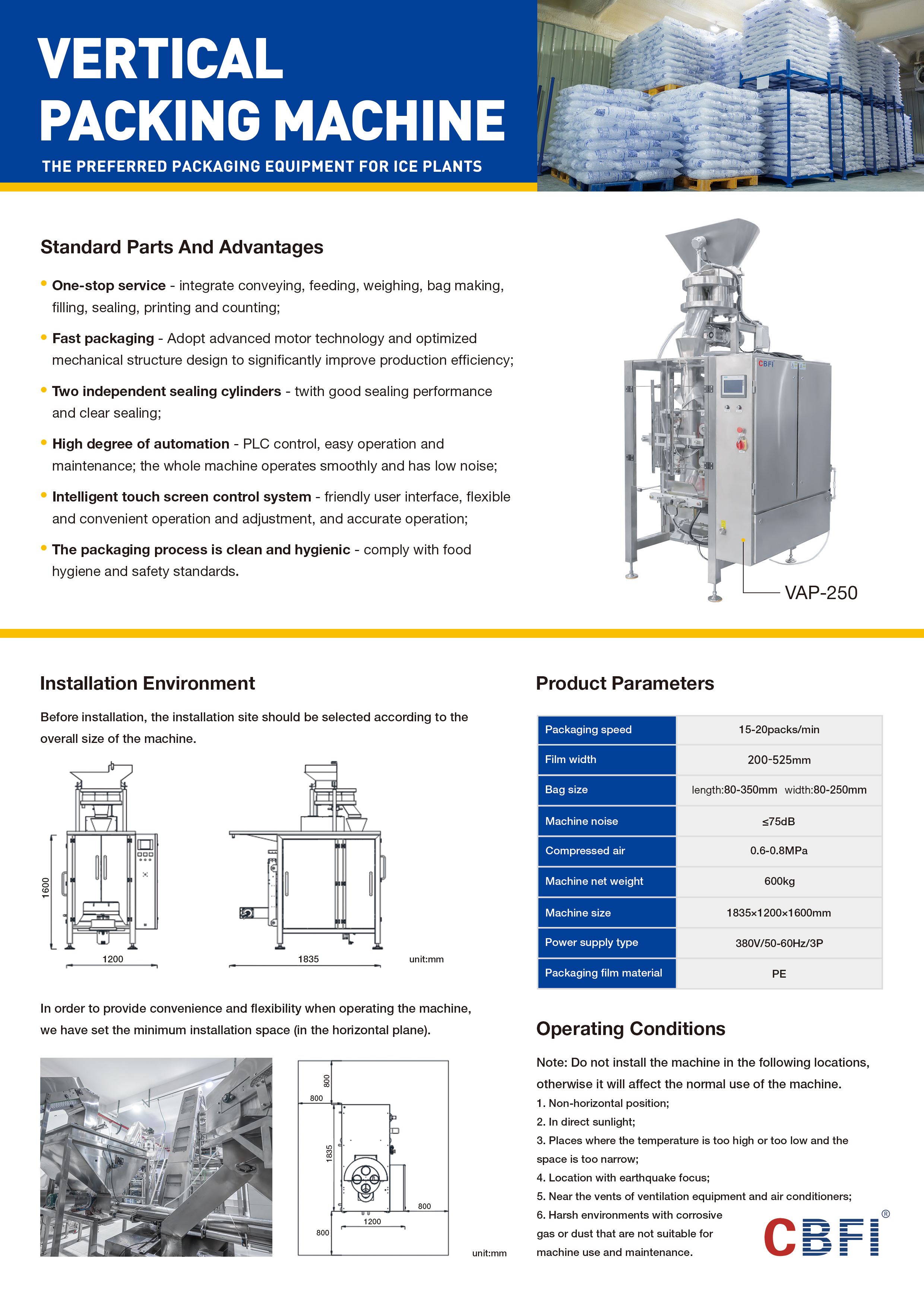 Vertical Ice Packing Machine VAP250 CBFI