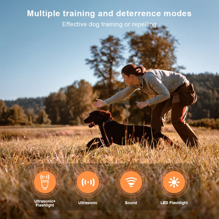 Dispositivo Antiabbaio A Ultrasuoni Per Cani - 5 Modalità Di Frequenza, 3 Portate, Batteria 1200mAh E Schermo LED