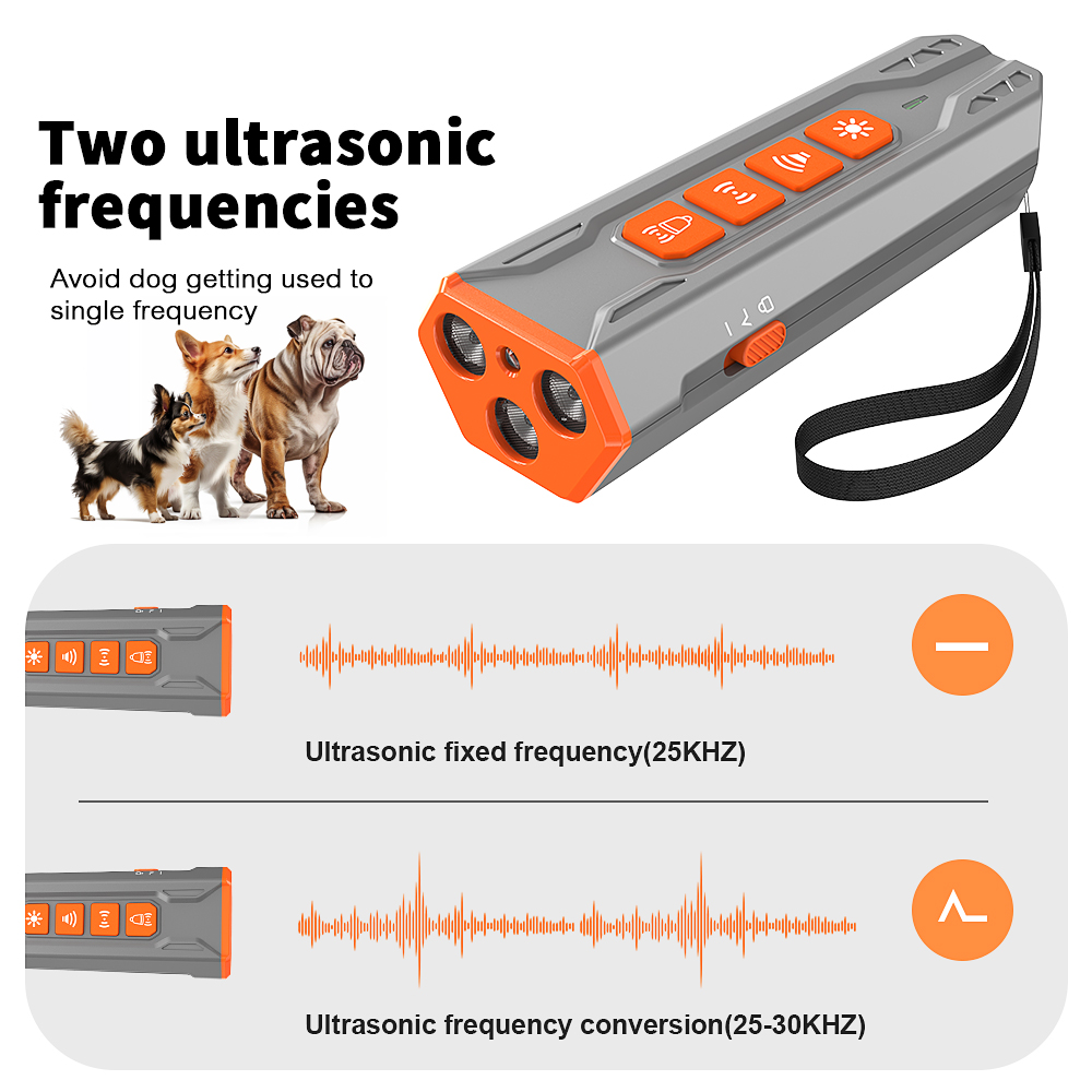 2 Frequency Ultrasonic Dog Training Bark Control Device with 4 Working