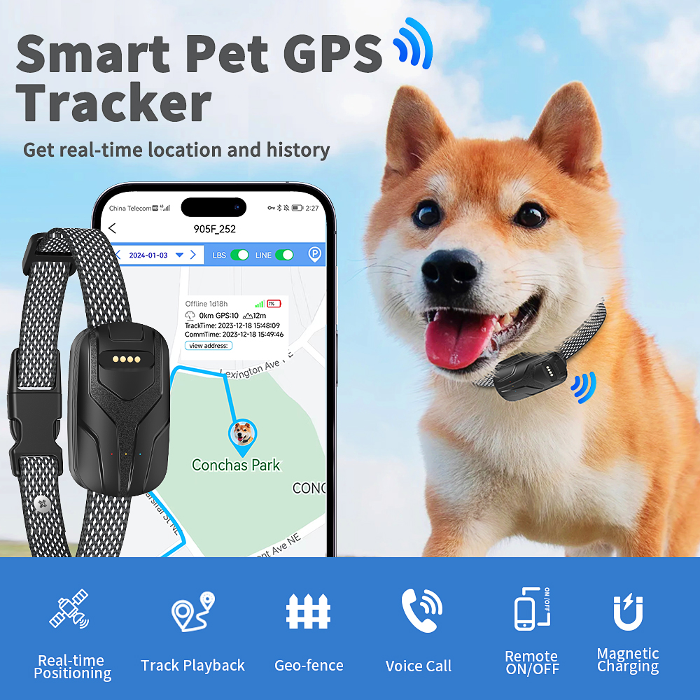 TIZE Smart 4G Pet GPS Tracker Collar Pet GPS Locator Anti