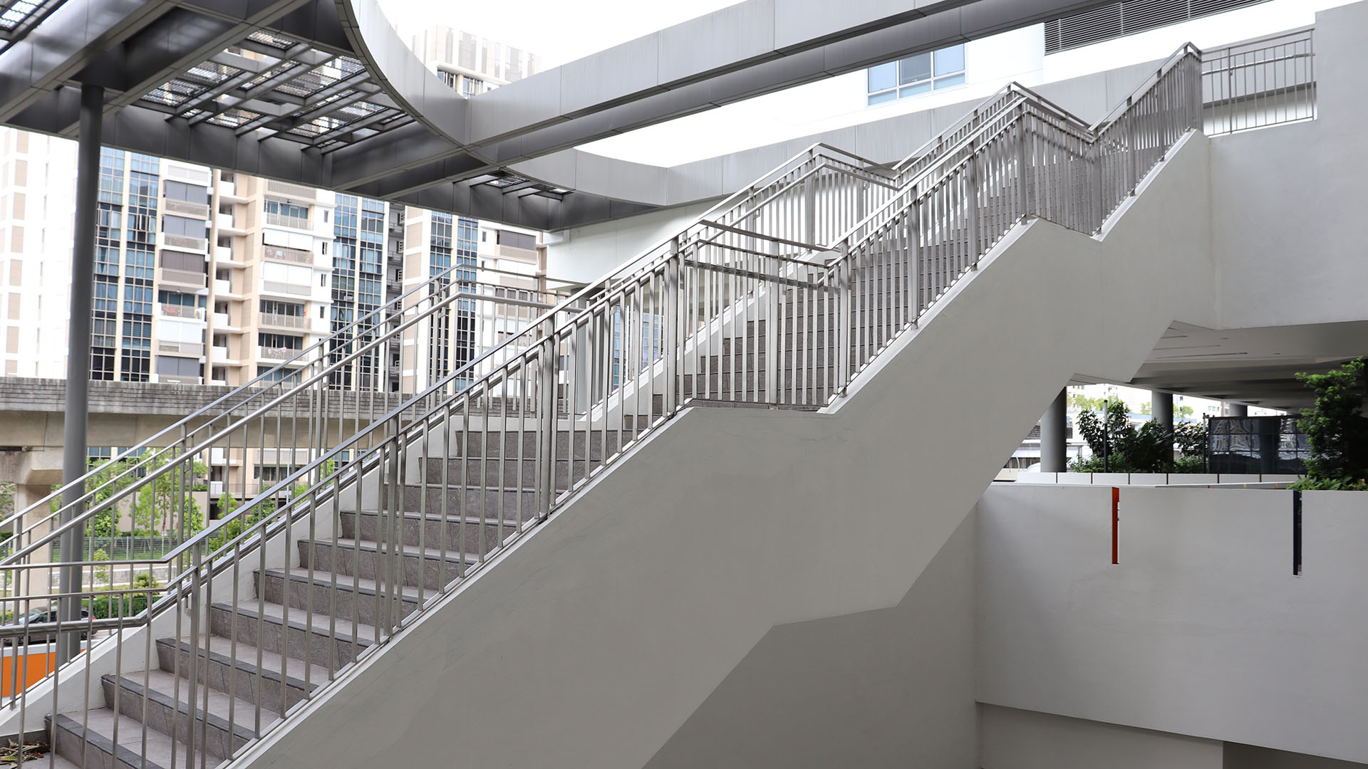 Rampe d'escalier extérieure en acier inoxydable pour l'hôpital de Sengkang