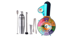 Home Bartending Kit Bartender Bar Tool Set Cocktail Shaker Bamboo Custom Metal Steel Stainless Logo
