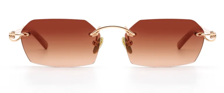 Fashion Sunglasses - Beige Gradient Frameless Women’s Shades Amazon.com: AIEYEZO Retro Rimless Sunglasses Rectangle  main image 3