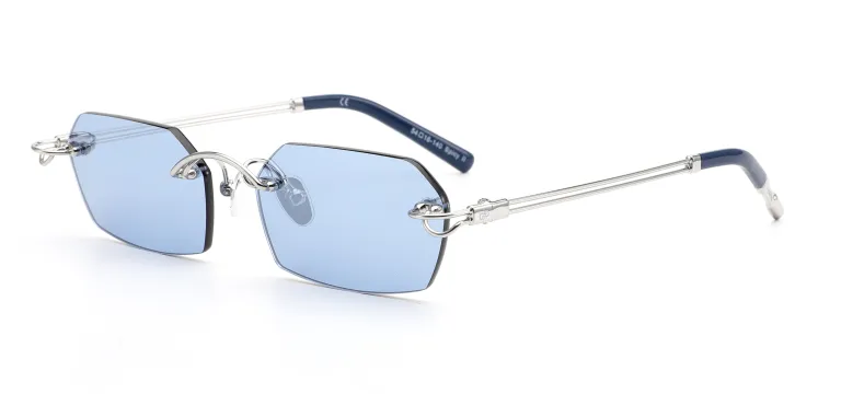 Occhiali Da Sole Vintage Senza Montatura - Unisex, Lenti Rettangolari UV400, Con Rivetti Punk Metallici, Colore Granata