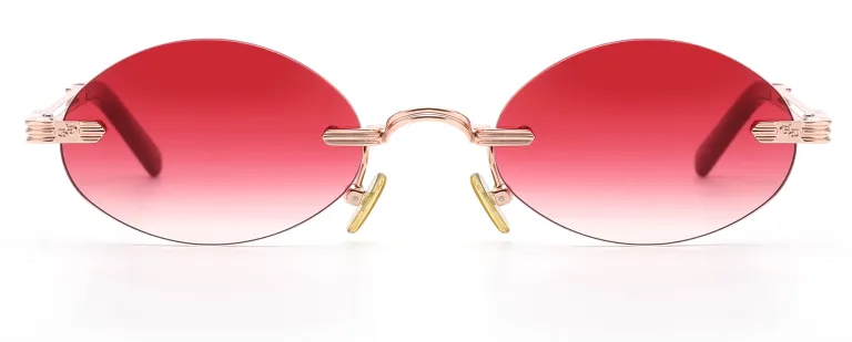 Retro Oval Rimless Colorful Women Sunglasses Fashion Mirror  display picture 2