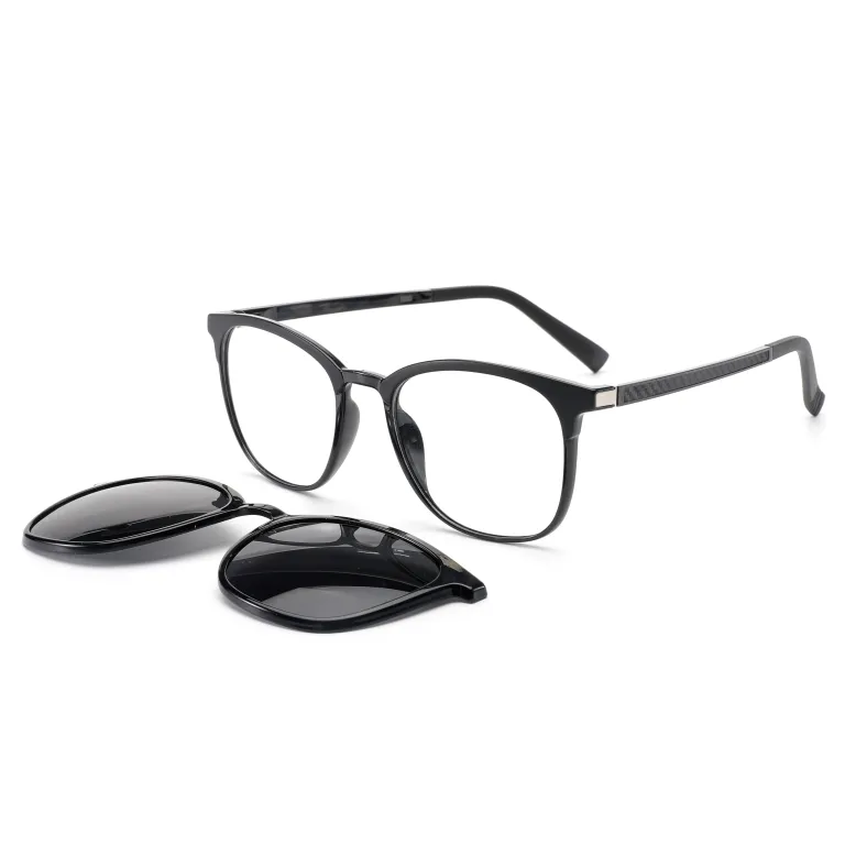 HPIRME Occhiali da sole magnetici ottici polarizzati da donna con clip magnetica clip su occhiali da sole montatura per occhiali quadrati UV400, C1 viola, taglia unica