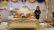 James Bond Furniture luxury classic bed in beige Italian leather