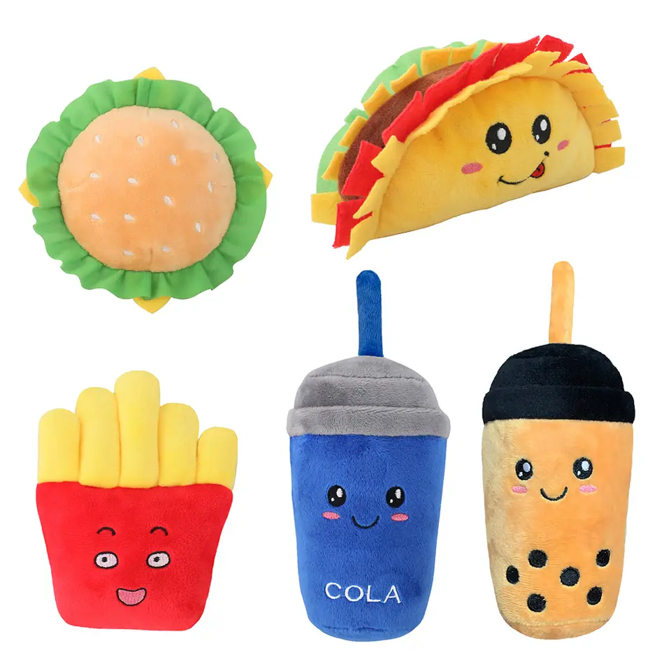 New Design Boba Squeaker Pet Hamburger Plush Pet Toys Yortoob new-design-boba-squeaker-pet-hamburger-plush-pet-toys-yortoob