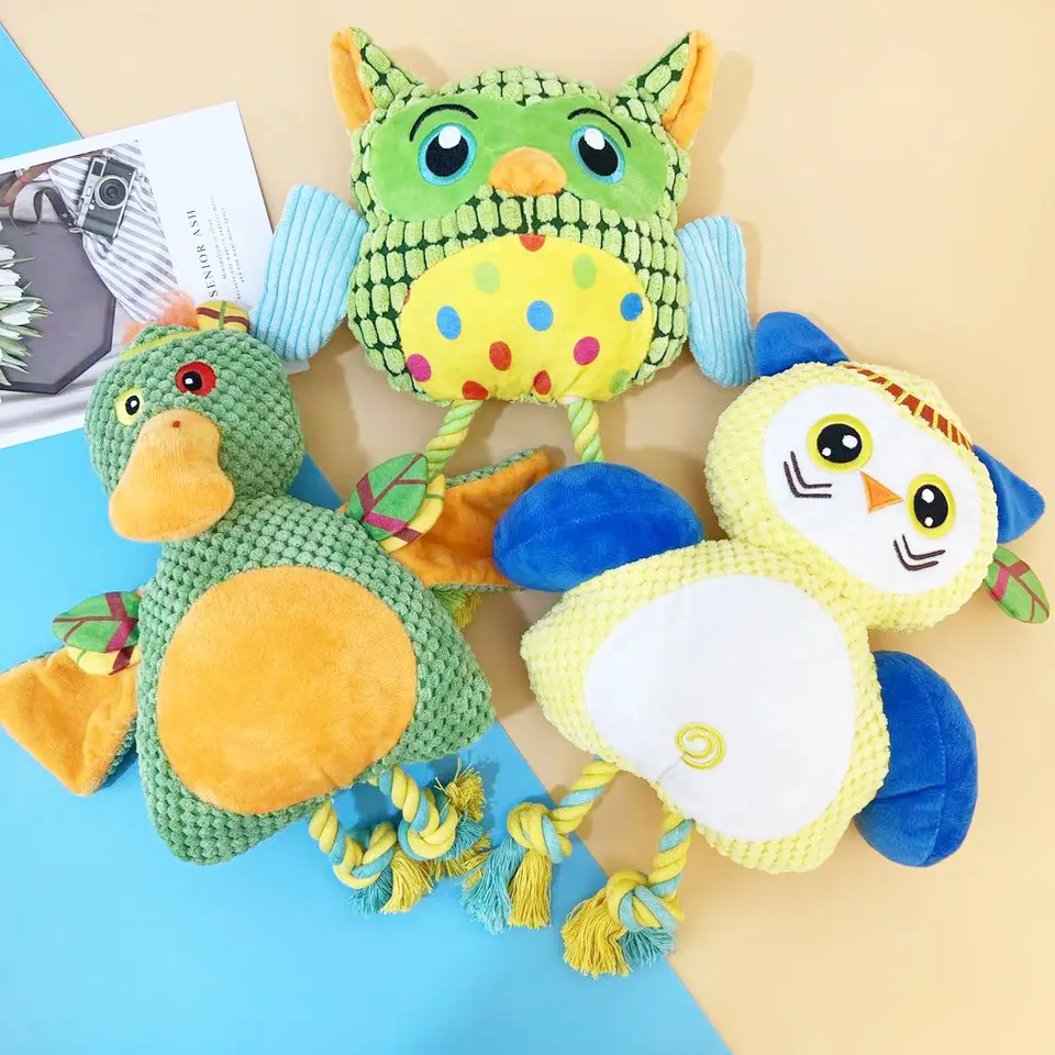 Cute Dog and Cat Toys Owl Duck Teeth Cleaning Pet Toys Bulk Chewy Toys