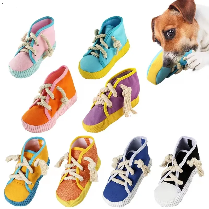 Dog Chew Shoe Toy Dog Squeaky Chew Toy Funny Shoes Sound Toy Slipper Pet Supplies Yortoob