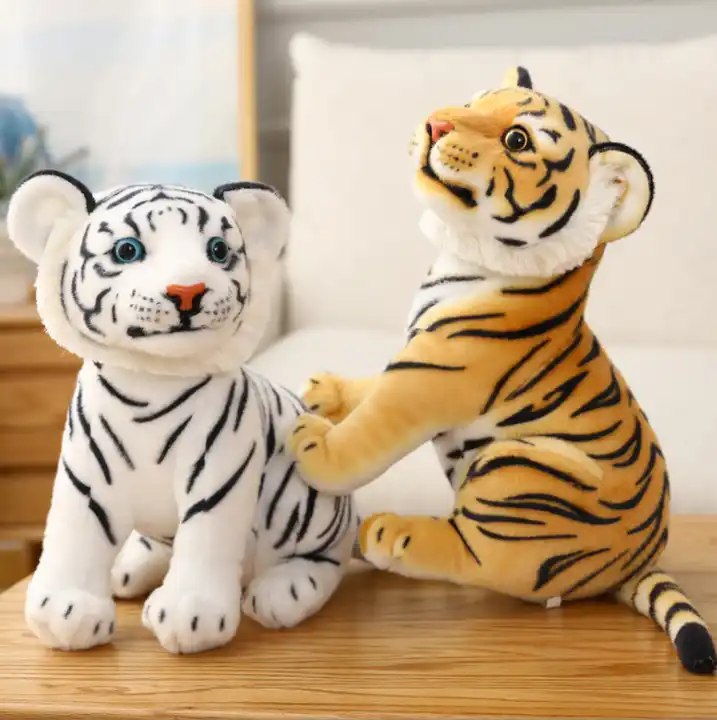 Simulation Tiger Stuffed Animal Plush Toy Cute White Tiger Plush Mascot ...