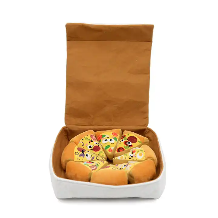 Famipet Custom Quality Pizza Shape Stuffed Pet Toys Designer Squeaky