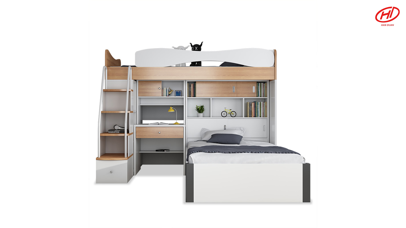 Altum et humile cubile Cum custodia surge et deducto strato deducto strato parvulo lecto Contracted Bunk Bed Multi-function up and down bed Bed.