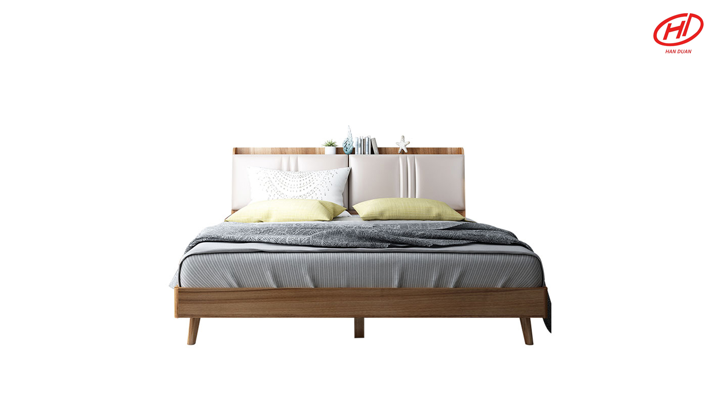 Noord-Europa massief houten bed 1.8m tweepersoonsbed moderne gecontracteerde stijl 1.5m klein familiehoofdbed