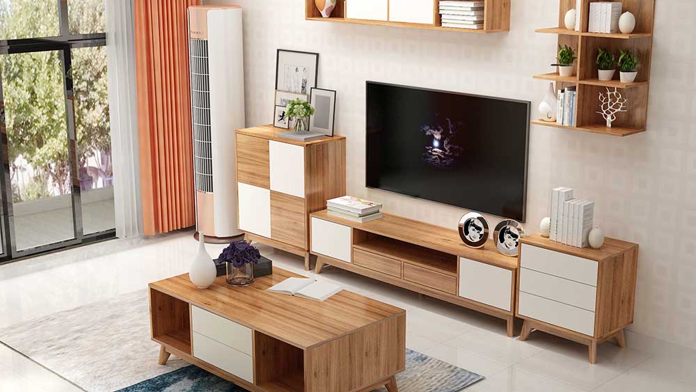 Wohnzimmer-TV-Schrank aus Faserplatten