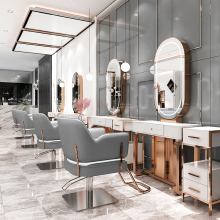 New Style Modern Decorative Copper Salon Mirror Station Styling Mirror With Led Light-OC7062A