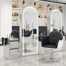 Yoocell Sliver Framenew Design Double Sides T Mirror Salon Styling Stations Mirrors With Led Ligh