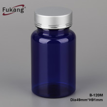 Fukang 120ml pharmaceutical use bottle pill tablet medicine container with metal silver cap Factory