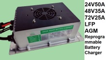 China reprogrammable battery charger 24V50A 48V35A 72V25A for forklift golfcart e-motocycle Supplier