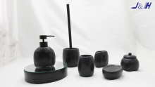 Volcanic effect black color ceramic bathroom accessories sets