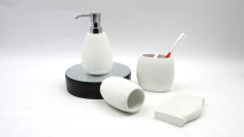 Polyresin-Simple white with disorganized lines design 4 pieces bathroom accessories