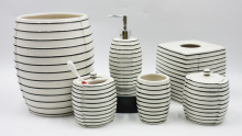 Oval shape in ivory and hand painting of Black line ceramic bathroom sets