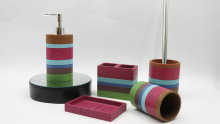 Polyresin-Rock effect hand painting colorful round bathroom accessories pump