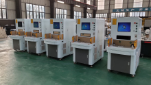 High efficiency laser marking machine desktop two working station working show