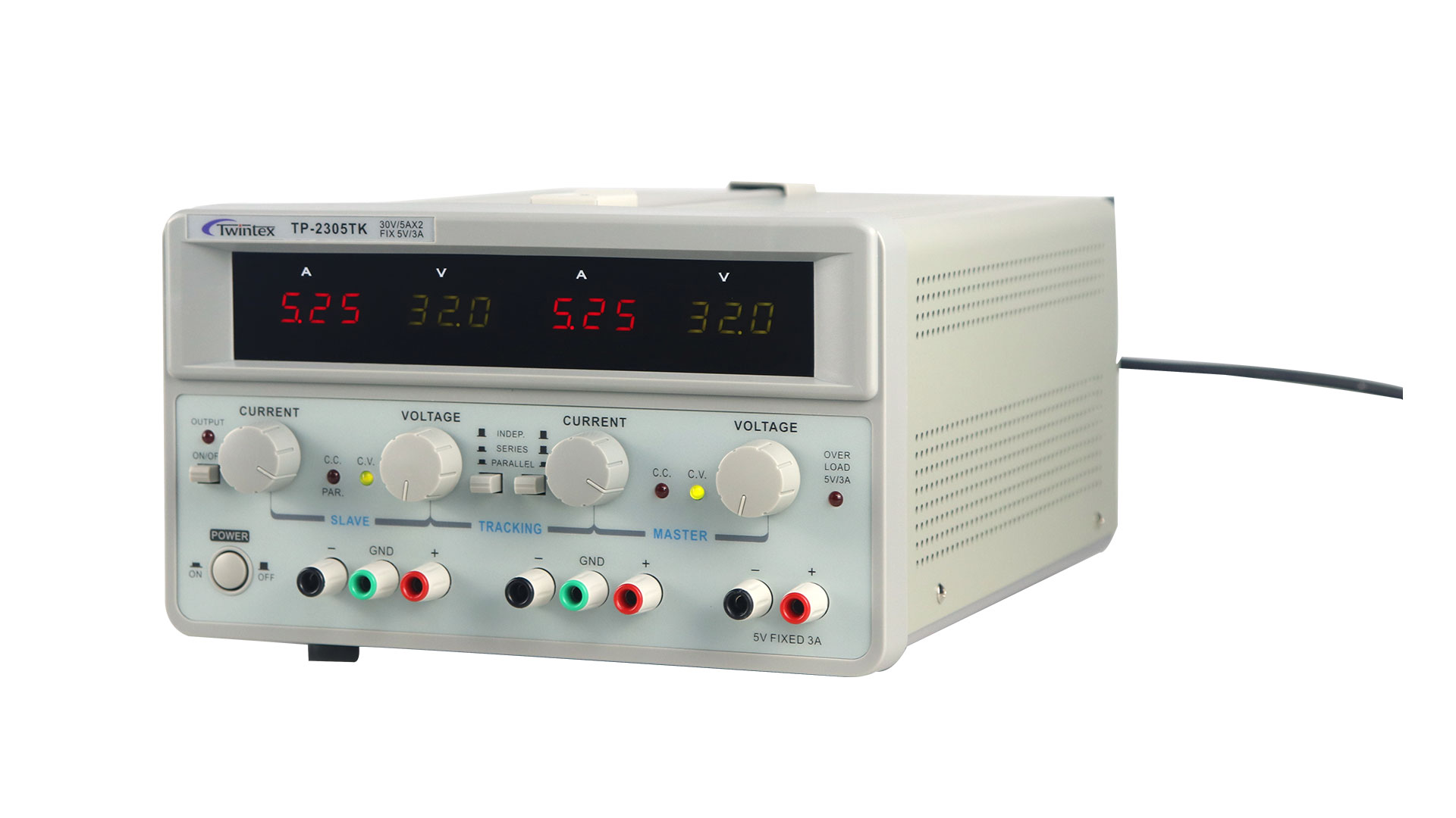 Twintex TP-2305TK Laboratorio Salida triple ajustable 5A Voltaje constante Fuente de alimentación de CC dual 30V