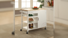Professional Large Rolling Kitchen Island Cart with Rubber Wood Top Manufacturers 102036