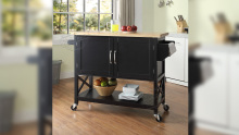 Kitchen Island Cart Black Rolling Kitchen Cart with Cabinet Storage on Wheels Wholesale 102077