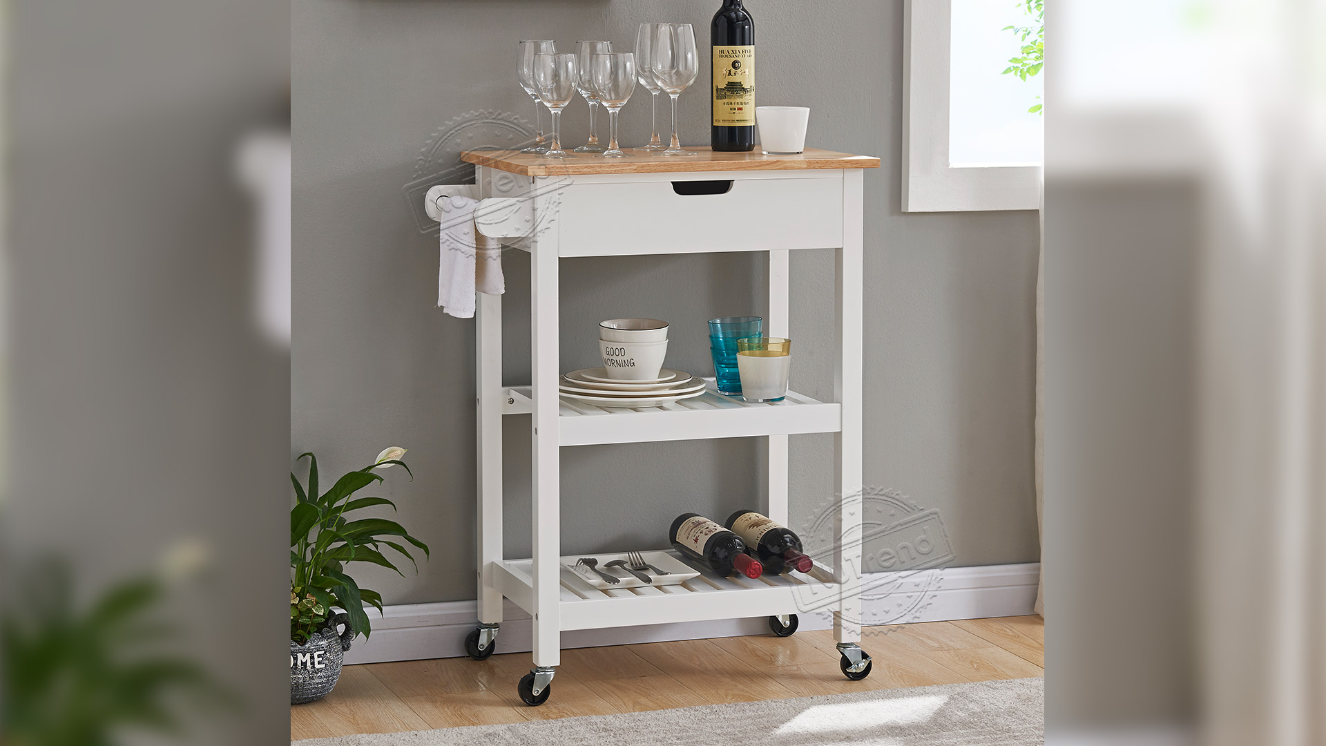 Rolling Kitchen Cart Small Kitchen Island Cart Wooden Kitchen Trolley for Sales NuTrend Furniture 102160