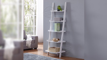 Wholesale 5 Tier Leaning Ladder Shelf Wood Ladder Bookcase for Any Room 502107