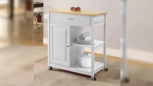 Professional Microwave Kitchen Island Cart with Solid Wood Top Manufacturers 102064