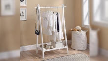 Small Wooden White Kids Coat Rack Storage For Kids Furniture 206045