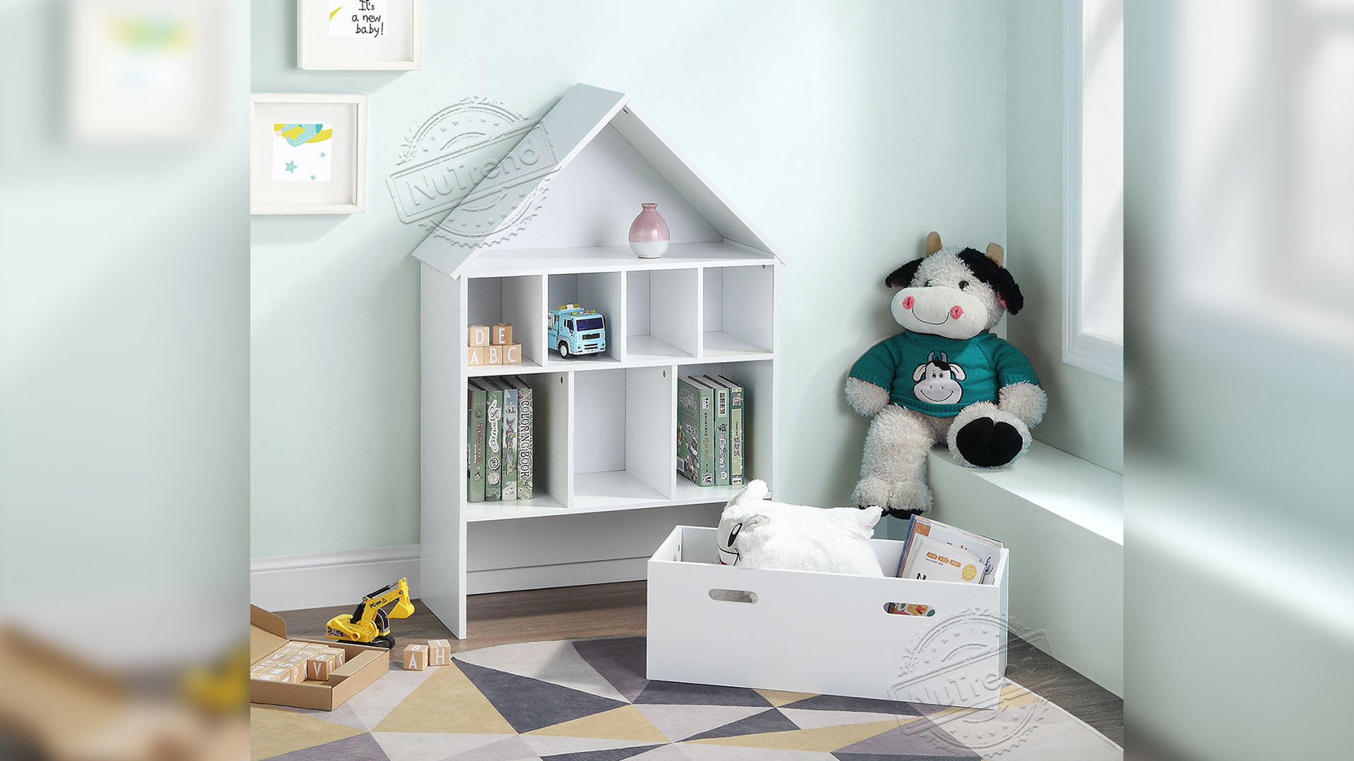 Casa de muñecas de madera DIY Kids Bootrack con bandeja de almacenamiento adicional para la sala de juegos 703004