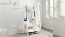 Stylish Wooden White Kids Coat Rack Mini Wardrobe Rack Kids Furniture