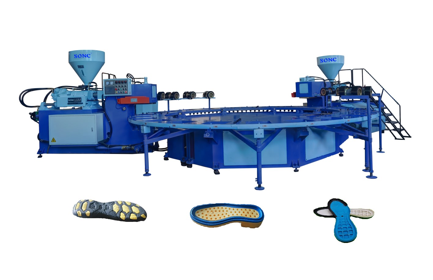 Two-color shoe sole making machine