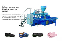 How does the monochrome blower machine produce plastic leather shoes?