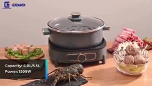 Kitchen Cooking Multipurpose 1500W New Style Electric Kitchen Skillet with Nonstick Coated Grill Pan