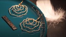 Wire bending flower shape design full pave zircon earring