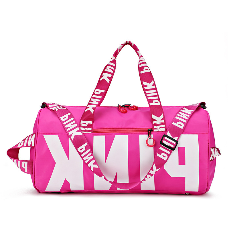 Bolsas esportivas personalizadas com logotipo rosa para academia bolsas femininas à prova d'água de viagem grande capacidade