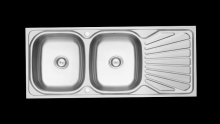 Drawn Double Bowl Undermount Kitchen Sink with One Piece Stretch Molding