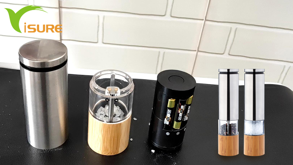 Yisure-Küchen-einstellbare Keramikkern Automatische elektrische Bambuspfeffermühle 9528